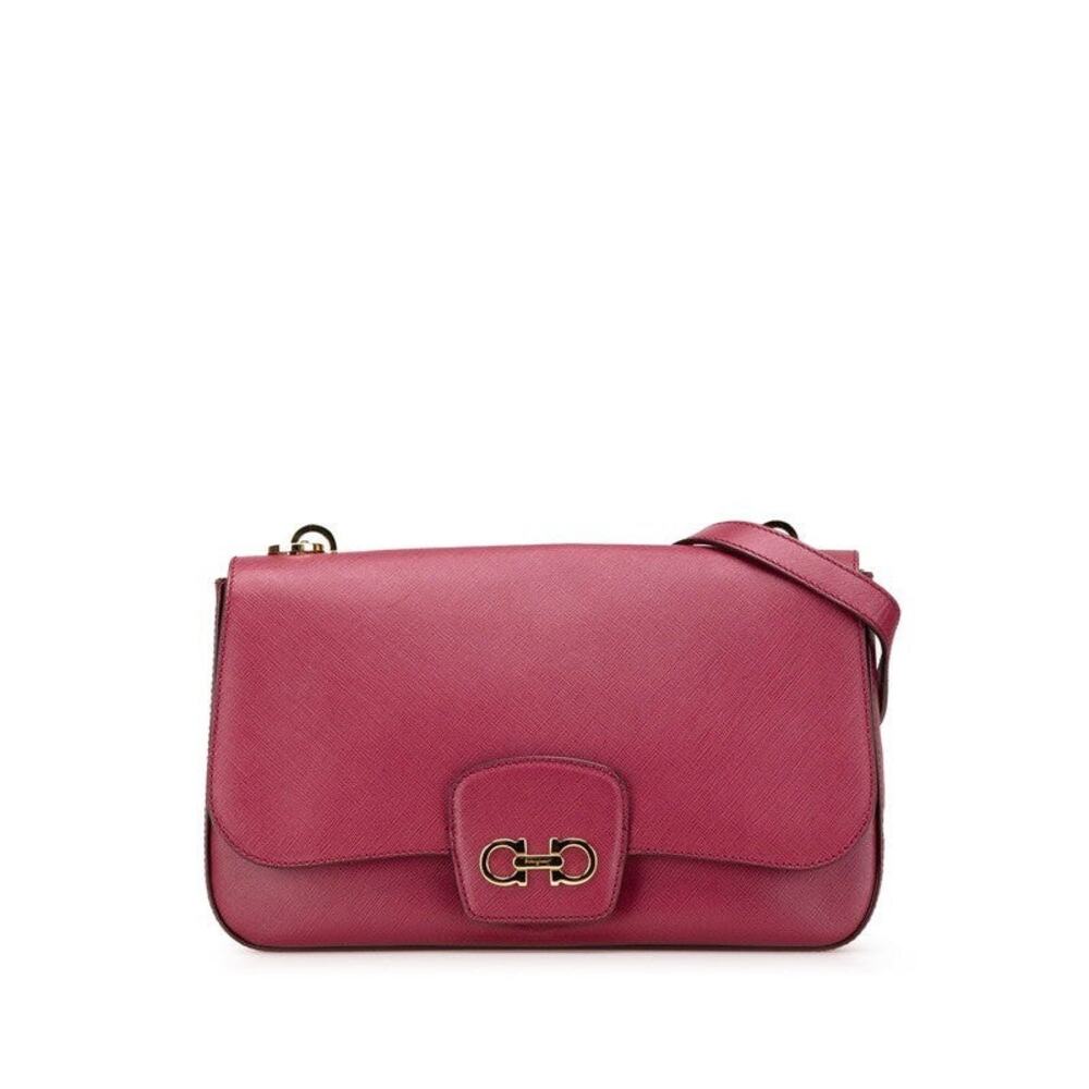 Salvatore Ferragamo Leather Gancini Chain Shoulder Bag Pink